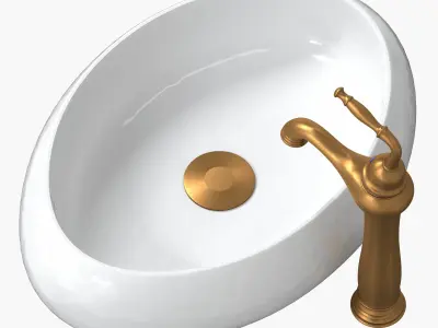 Vintage antique faucet and sink 3D model