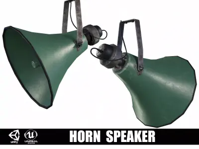 Old Military Horn Speaker Siren Low-poly 3D model
