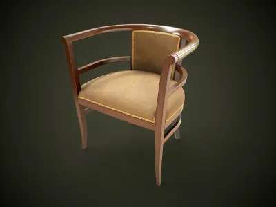 Vintage Chair and Coffee Table Low-poly 3D model