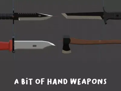 Low Poly Military Weapon Pack - Fully Editable Blender Low-poly 3D model