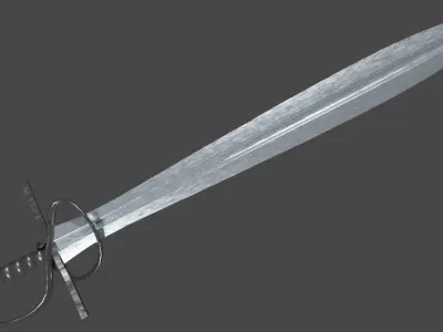 Xyphos sword with Flamberge handle Low-poly 3D model
