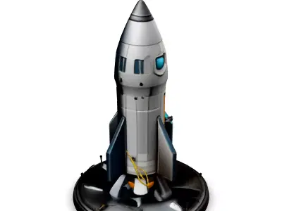 SciFi Rocket Ready for Launch Low-poly 3D model