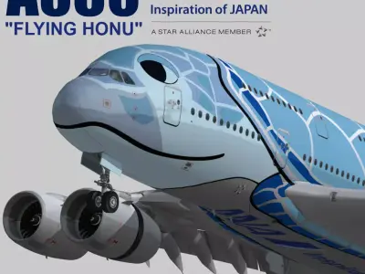 Airbus A380 ANA FLYING HONU design Low-poly 3D model