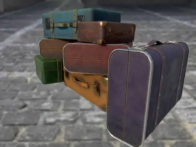 Travel bag suitcase briefcase PBR game ready Low-poly 3D model