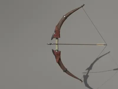 Low-poly bow and arrow Low-poly 3D model