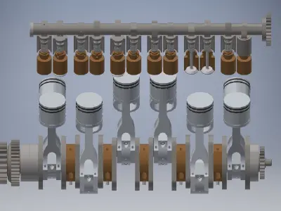 V12 Camshafts And Crankshafts Engine 3D model