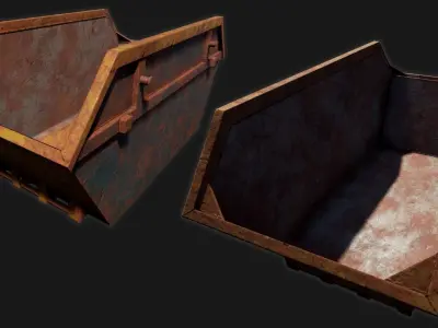 Low-poly PBR Skip pile of rubble in bin Low-poly 3D model