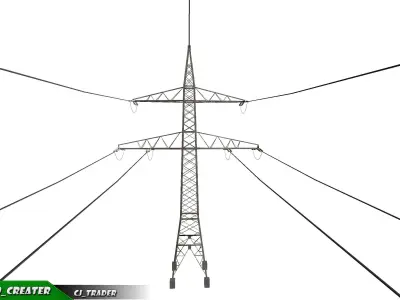 Lowpoly Modular Power line Pole 3D model Low-poly 3D model