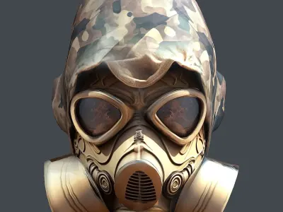 Gas mask helmet 3d model military combat Low-poly Low-poly 3D model get
