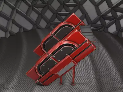 Sci-Fi Stairs - 24 - Red Version  Low-poly 3D model