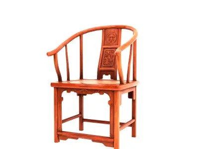 Chinese Elm Horseshoe Chair 3D model