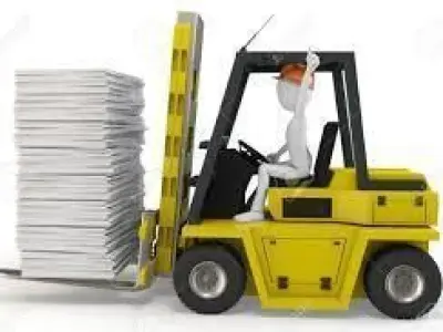 Robot person driving forklift Free 3D model