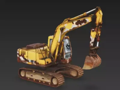 Derelict Old Crawler Excavator 3D Model Low-poly 3D model