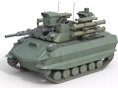 Uran-9 combat tank Low-poly 3D model