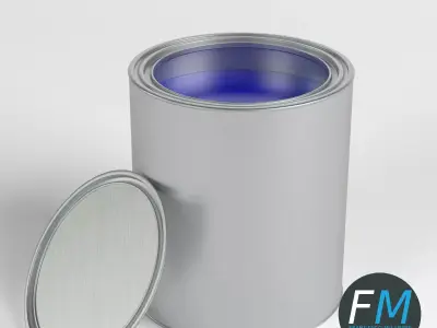 Open paint can and lid 3D model