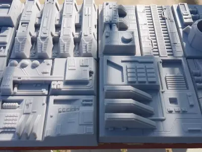 Death Star Tiles Surface Model 10 Pack 3D print model