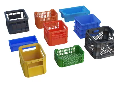 Plastic Crates Pack Low-poly 3D model