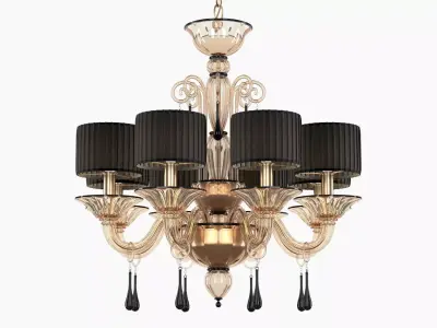 Grimani - Gold Black Murano Glass Chandelier 3D model