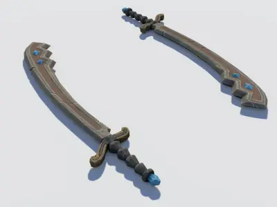 Handpainted Fantasy Sword Low-poly 3D model
