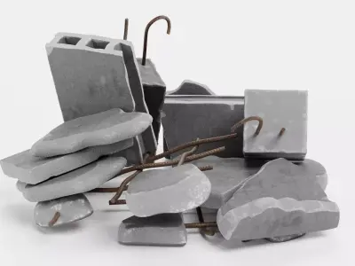 Pile of Debris V2 - Concrete Rubble Cluster 3D model