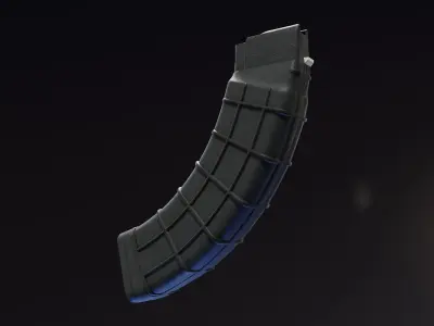 60 Round Quad AK magazine Low-poly 3D model