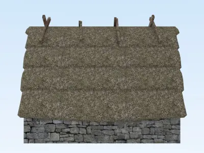 Stone medieval house Low-poly 3D model