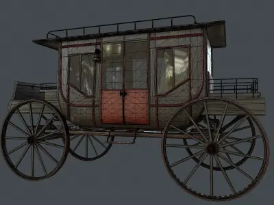 Stagecoach old fashioned wagon Low-poly 3D model