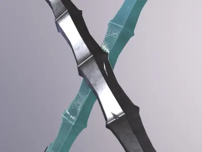 stick 1 pair of swords Low-poly 3D model