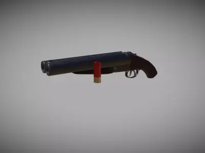 Double barrel short shotgun  Low-poly 3D model