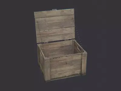Military Wood Open Crate Low-poly 3D model