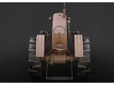Vintage Rusty Red Farm Tractor prop 3D model