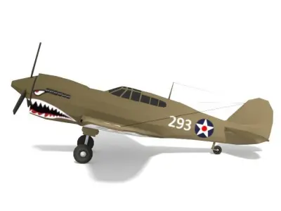 Low Poly Curtiss P-40 Warhawk Airplane Low-poly 3D model