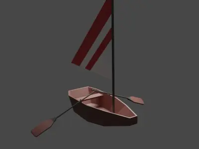 Boat with sail Low-poly 3D model