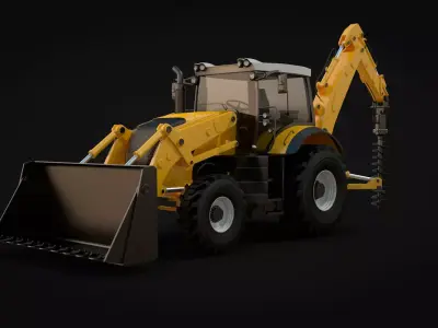 Backhoe Earth Auger 3D model
