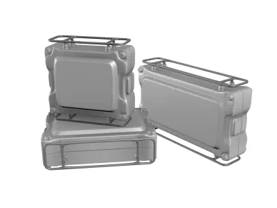 SciFi boxes Low-poly 3D model