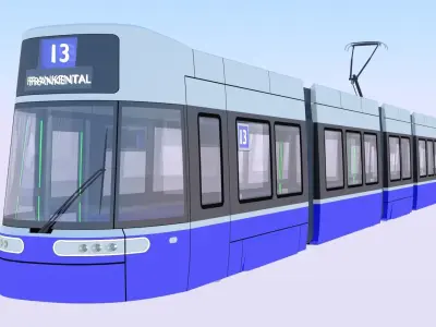 Tram Flexity Zurich exterior 3D model