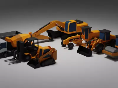 Simple Low Poly Construction Vehicles 3D model