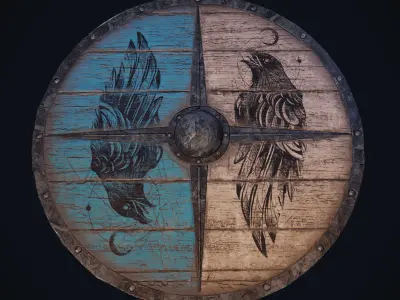 Viking shield Low-poly 3D model 34