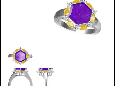 JCD Format Antique color stone rings jewellery design 3D print model purchase