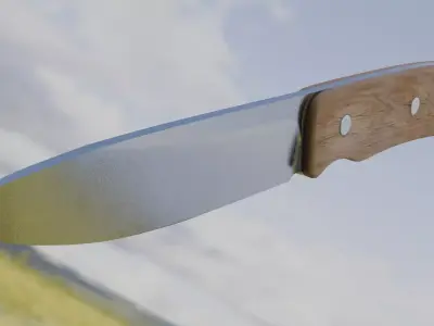 Tourist knife Hunting knife with textures and UVs 3D model