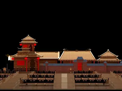 Chinese ancient courtyard house 3D model get