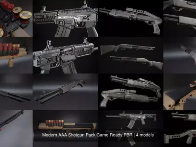 Modern AAA Shotgun Pack Game Ready PBR