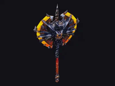 Axe Large Weapon Cutting Fantasy Melee Hatchet Dragon Head Low-poly 3D model