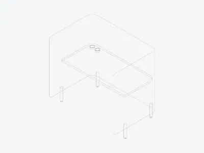 Furniture - Desk - Contemporary - Flame - Feet Low-poly 3D model