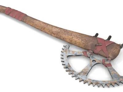 Battle Axe of PostApocalypse Low-poly 3D model