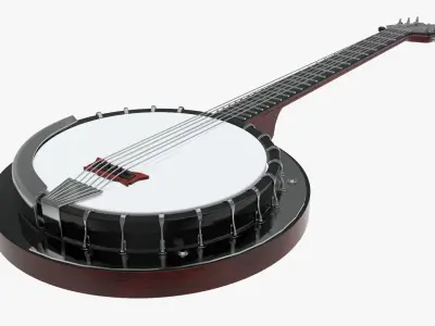 Banjo stringed musical instrument 3D model