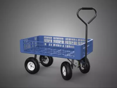 HEAVY DUTY CRATE BASKET TRAY BED TUB WAGON DOLLY TRAILER CART 4W 3D model