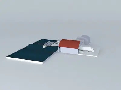 Warehouse building with roof Free 3D model