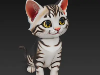 Optimized Low-Poly Kitten 3D Model UE5- Unity Real-Time Ready Low-poly 3D model shop
