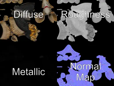 Realistic Fish D Model Pack with Detailed Textures Low-poly 3D model